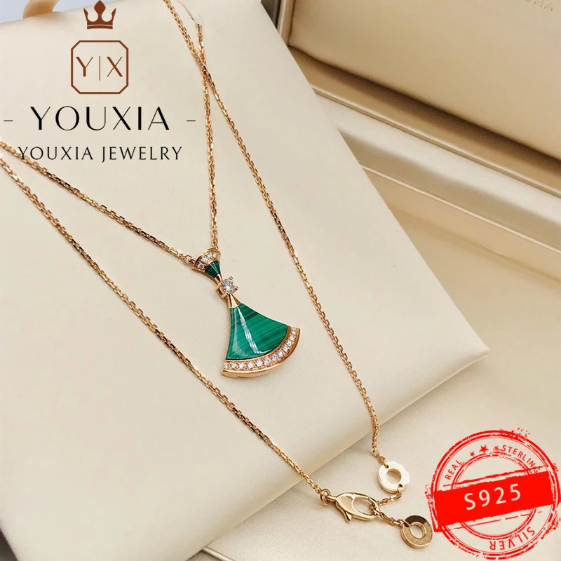 

Ожерелье из серебра 925 пробы с яркими бриллиантами в форме веера, 1:1