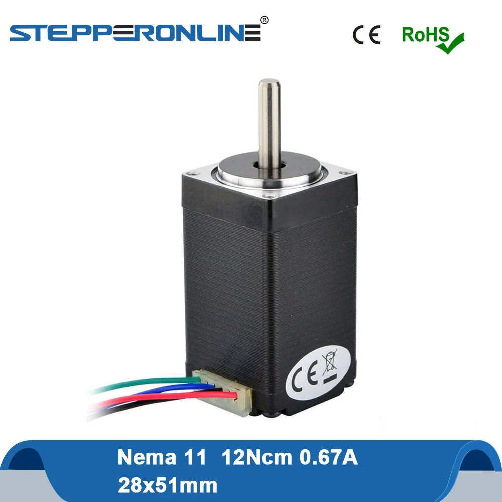 Шаговый двигатель Nema 11 12Ncm(17 унций. in) 0 67a 28x51 мм 4 свинцовый шаговый Nema11 для 3D