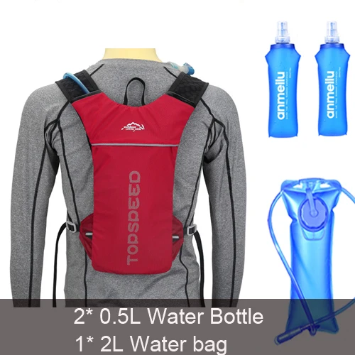 backpack and 3L Легкий Рюкзак бегущий жилет нейлоновая сумка Trail Велоспорт марафон Портативный Сверхлегкий Туризм 5L вариант 2L сумка для воды и бутылка - Цвет: backpack and 3L