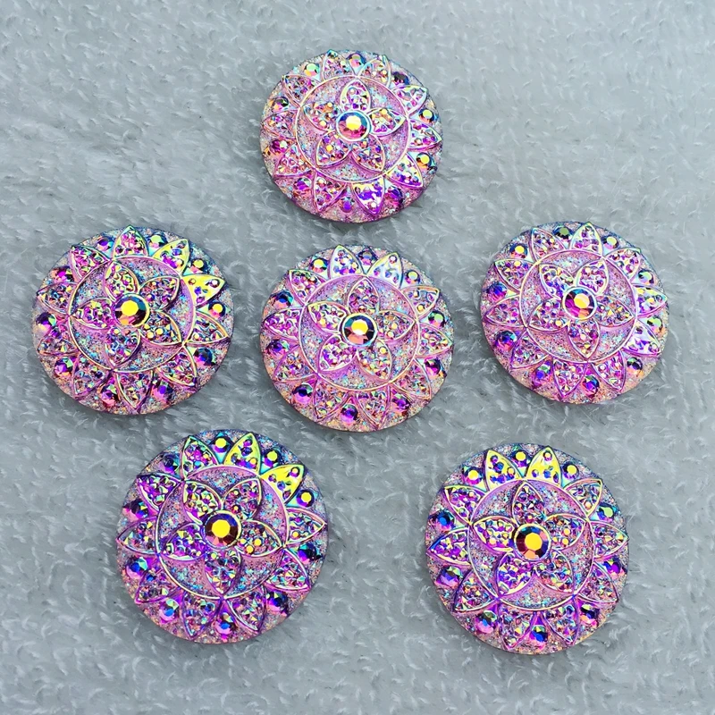 Сделай Сам 12 шт. 25 мм AB круглые Цветы Стразы из смолы аппликация камни с плоским