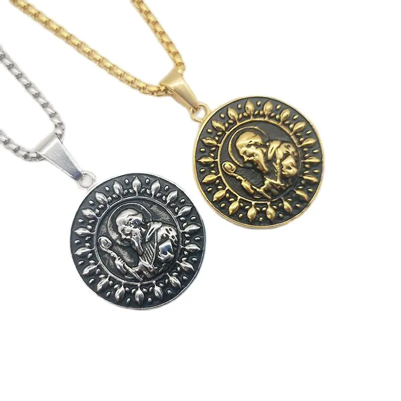 316L Нержавеющая сталь бенедиктинная нашивка Цепочки и ожерелья католическая