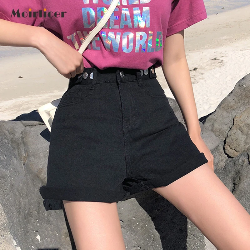 Женские джинсовые шорты классические винтажные синие широкие с высокой талией