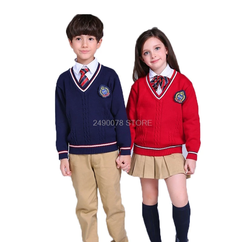 School Boys Girls Knitwear Sweater Teenager Kids Autumn Winter Cardigan Knitted Toddler Child Performance Dress 3-14Year | Детская