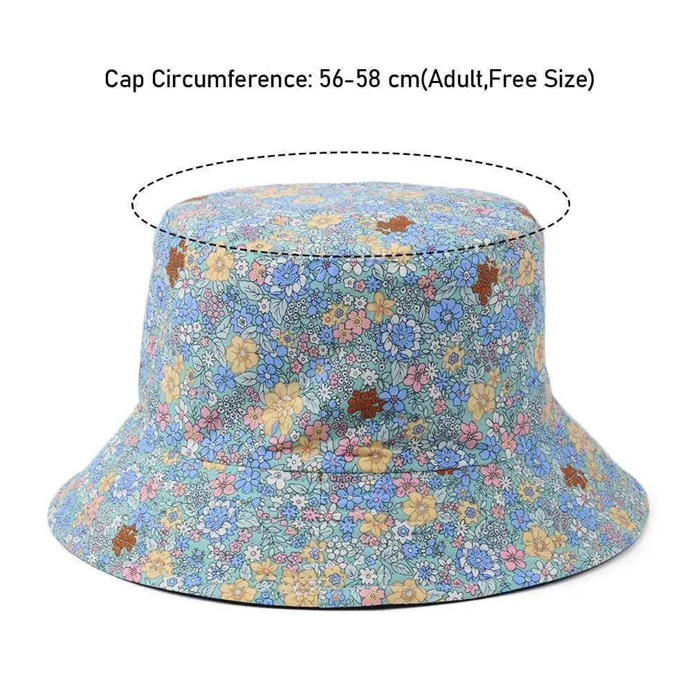 

Fashion Floral Print Bucket Hat Women Girls Double Side Cotton Fisherman Hats Sun Cap Hats for Outdoor Travel