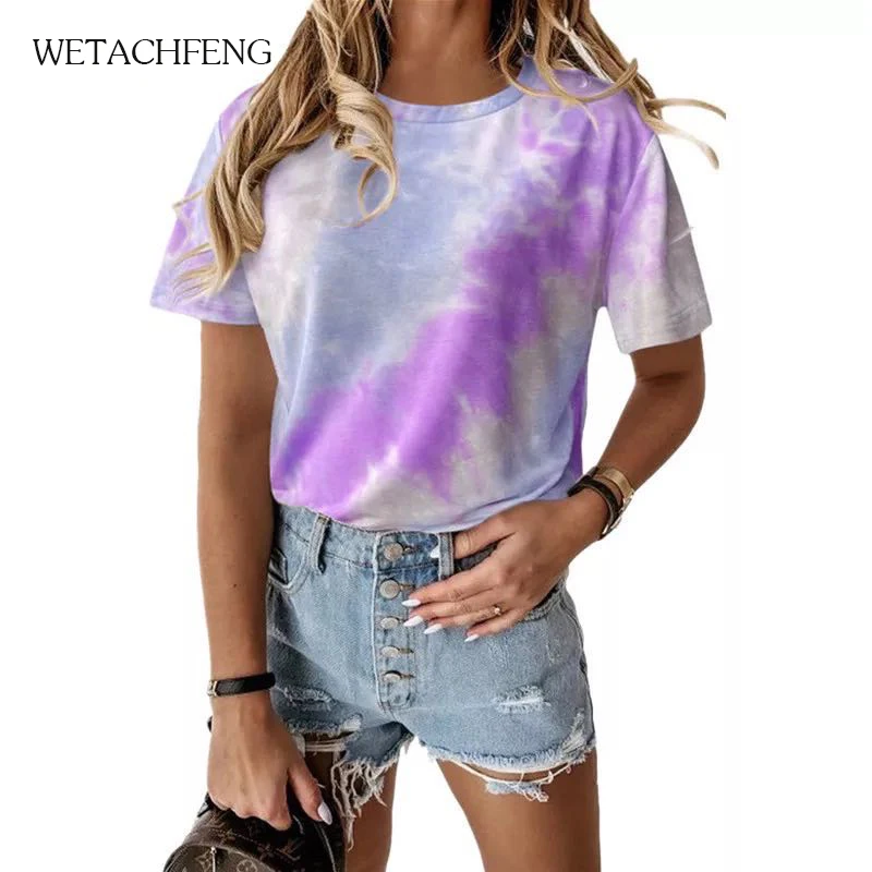 Женская летняя обувь галстук бабочка Дэй футболки с круглым вырезом и принтом