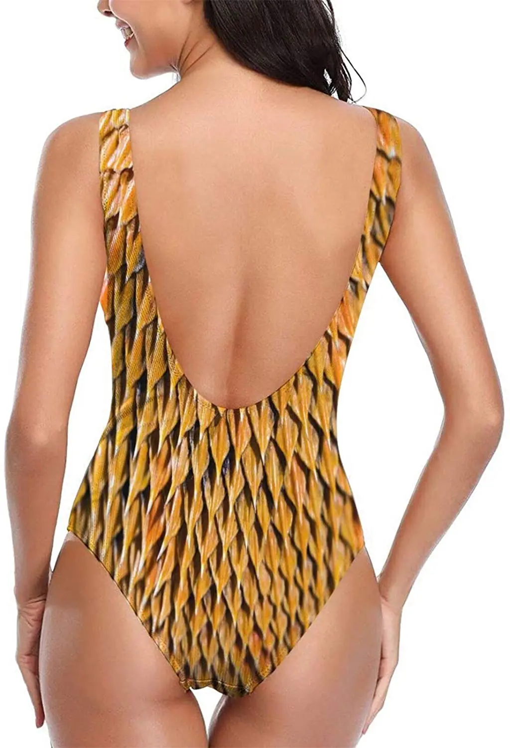 Женский слитный купальник в стиле ретро с высоким вырезом и глубокой спинкой