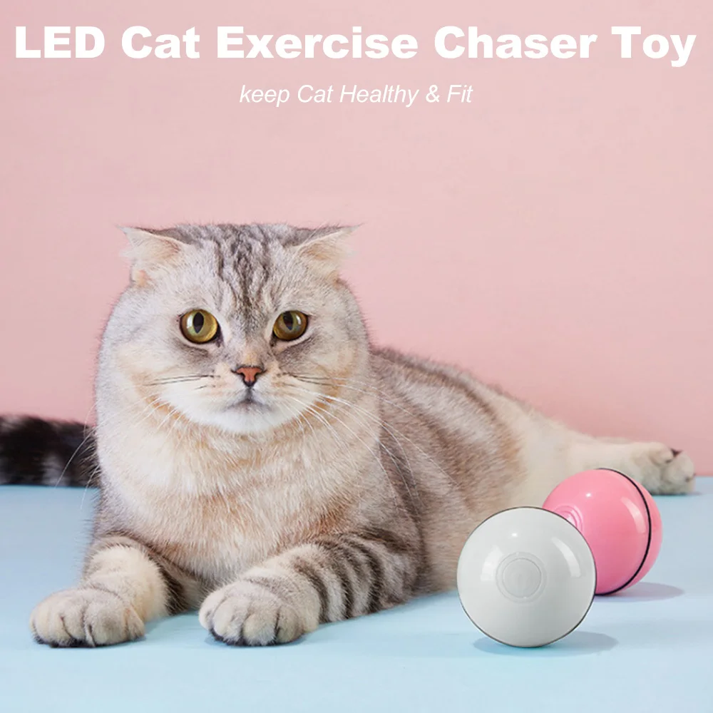 

Smart Interactive Cat Toy Ball Automatic Rolling Ball USB Rechargeable Cat Light Toy 360 Degree Self Rotating Ball for Pet Cat