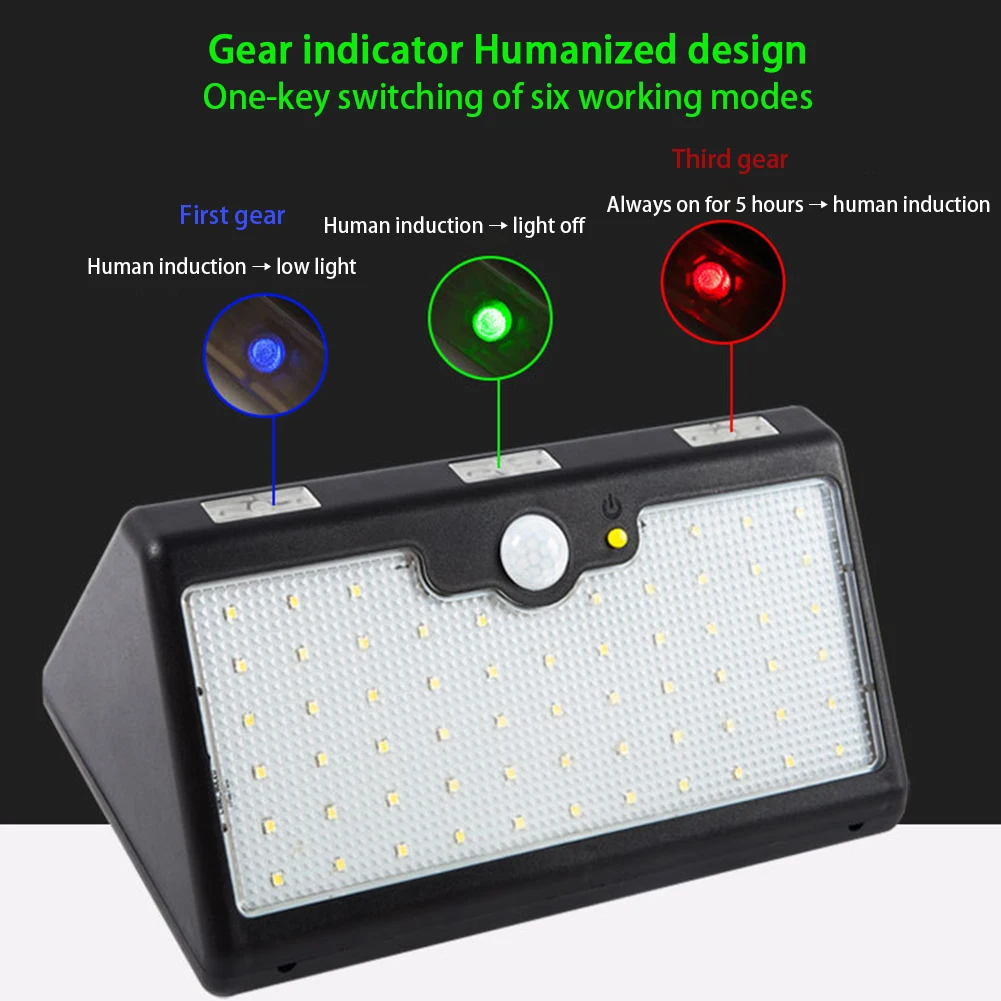 

Remote Control IP65 Waterproof Human Sensor 6 Modes Garden Backyard Solar Wall Light Outdoor Wide Angle 66LED Yard ABS Fence