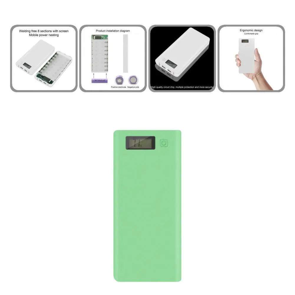 

Однотонный Прочный 2 USB-порта 8x18650 Аккумуляторный блок питания для мобильного телефона мини-зарядное устройство для аккумулятора Эргономич...