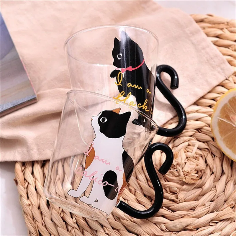 

Justdolife 250ml Cute Creative Cat Milk Coffee Mug Water Glass Cup Tea Cartoon Kitty Home Office For Fruit Juice