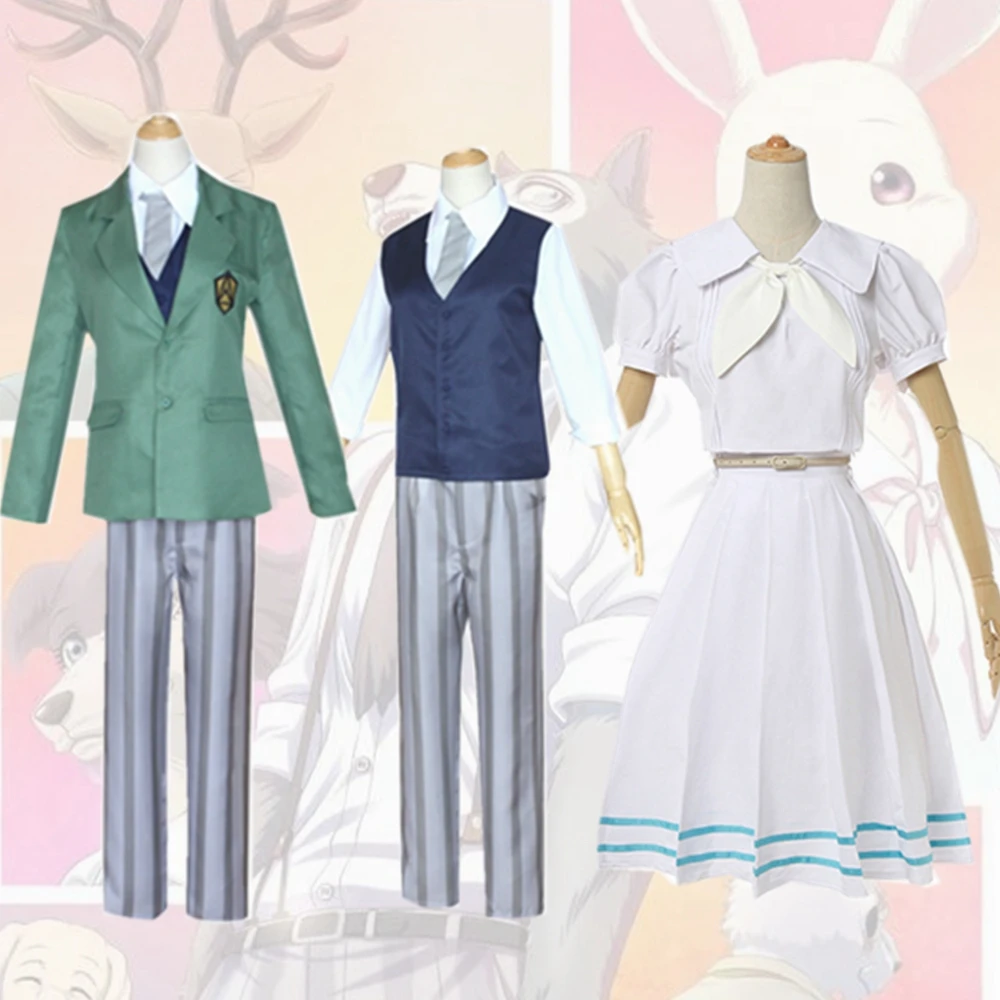 

Костюм для косплея Legoshi Haru из аниме BEASTARS, школьная форма, белое платье кролика, парик, волосы для девочек и мальчиков, костюм в стиле академии,...
