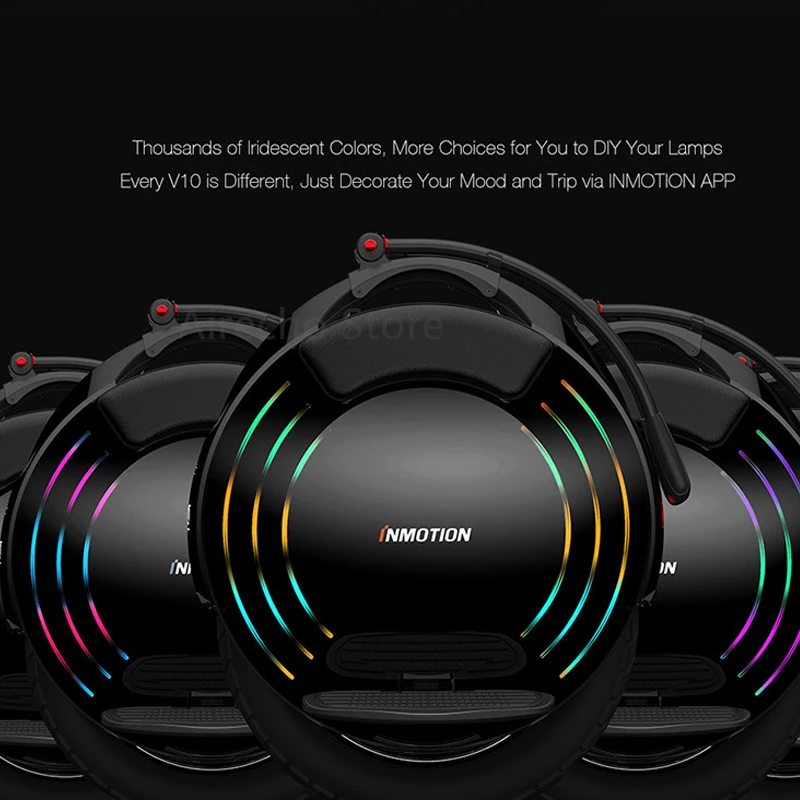 Моноцикл INMOTION V10, самобалансирующийся электрический скутер, 1800 Вт, встроенный в ручке, Ховерборд с декоративными лампами, длинная доска