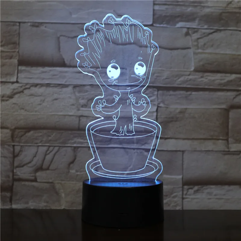 3D лампа VCity Groot 7 цветов меняющийся ночник детский веер подарки домашний стол для