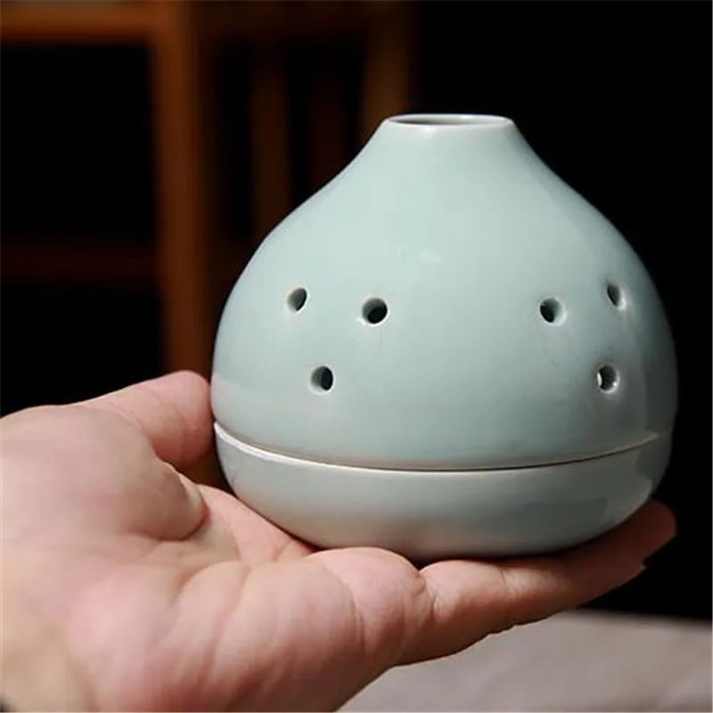 Зеленый фарфор керамический спиральный ладан горелка Китайский античный полый