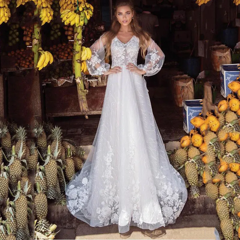 

BAZIIINGAAA Simple Wedding Dress Lace Little Beading Strapless Dress Luxury Wedding Gowns Bridal Can Be Washed Bride Dresses