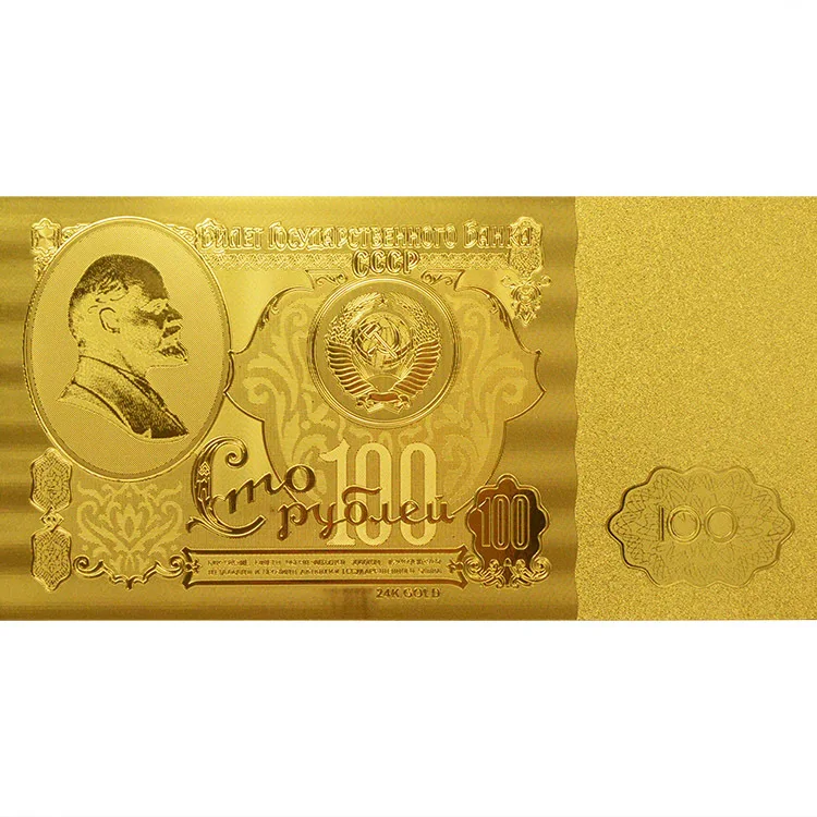 Позолоченная банкнота в подарок Россия 100 рубль Оптовая Золотая фольга для