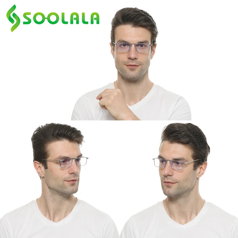 

SOOLALA 2021 Metal Flat Top Anti Blue Light Myopia Prescription Glasses Men Women Optical Frames Eyewear -0.5 -0.75 -1.0 to -4.0