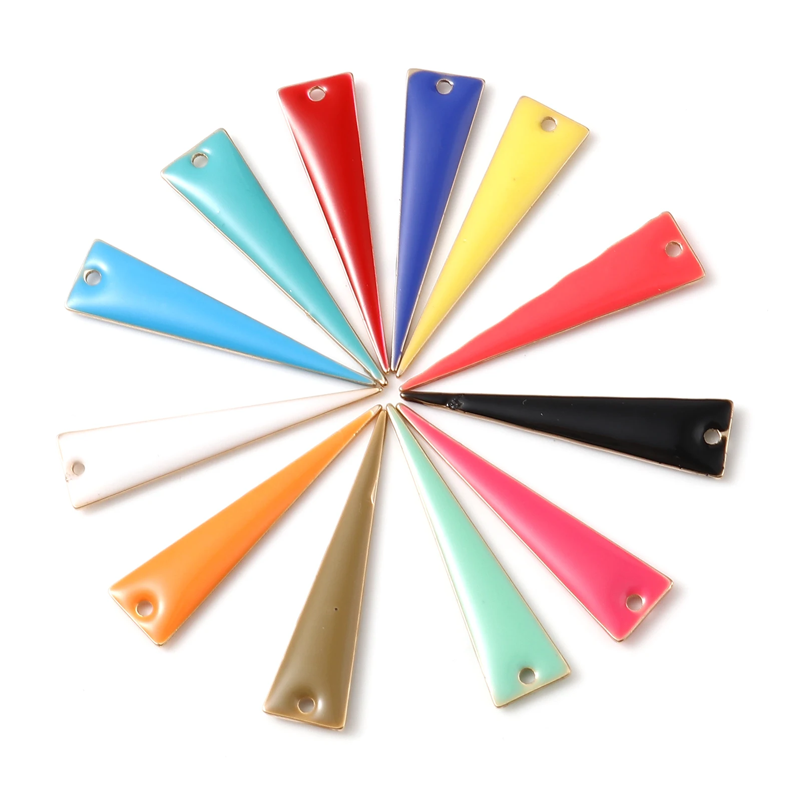

5pcs Enamel Sequins Charms Gold Color Multicolor Triangle For Jewelry Making DIY Bracelet Earrings Accessories 28mm x 7mm