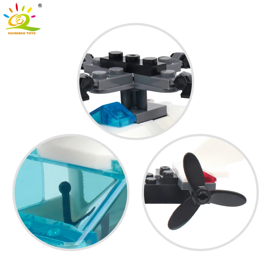 HUIQIBAO городские полицейские блоки для самолета лего строительные городской