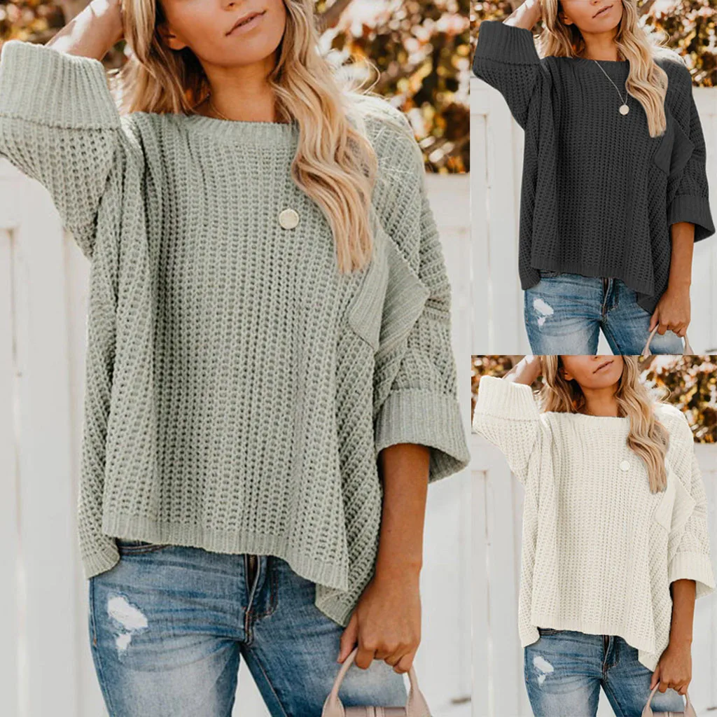 

Sweater women O-neck casual jumpers Euramerican fashion pullover women knitted hot sale oversized sweater for ladies