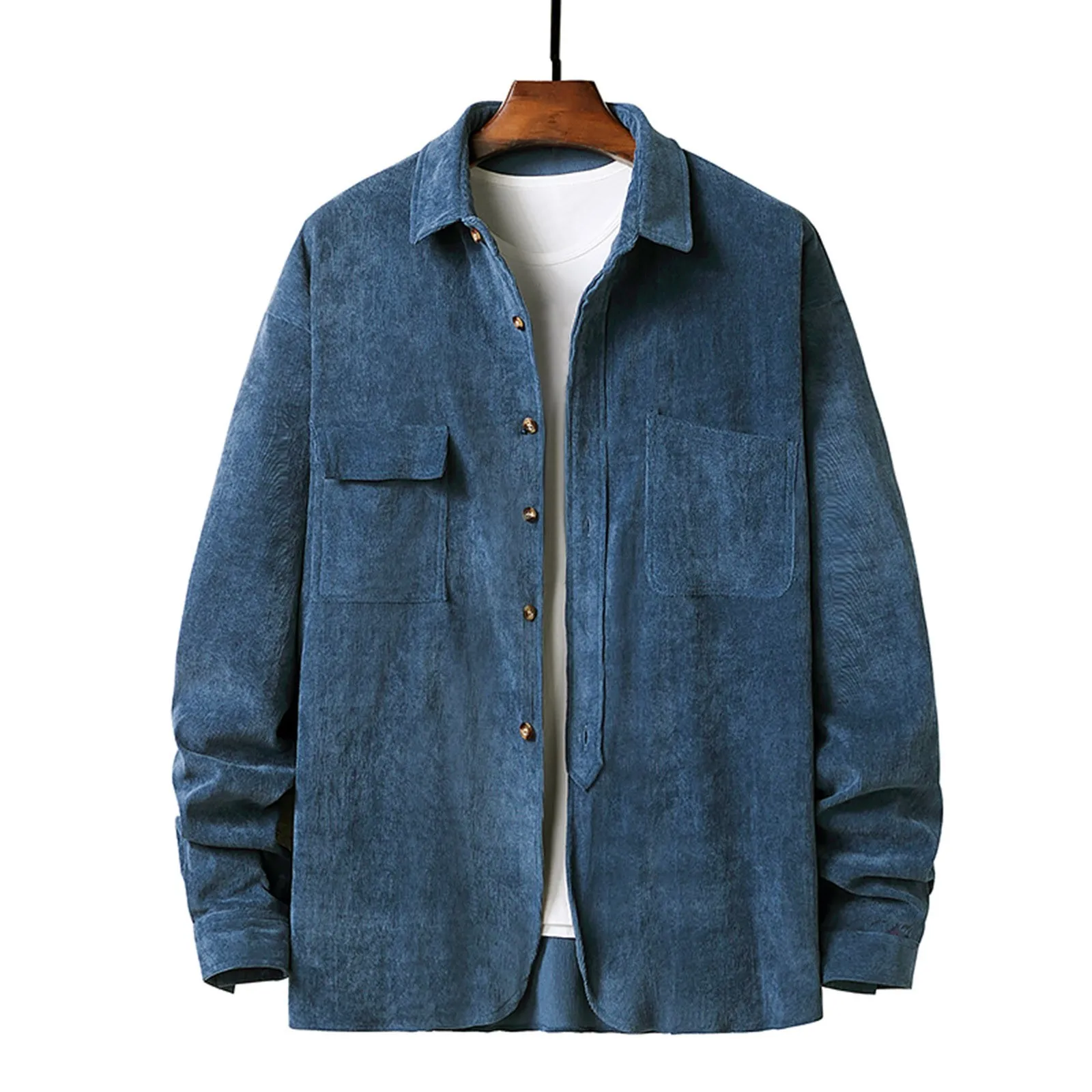

Corduroy Jacket For Men Winter Solid Color Vintage Button Down Jackets Coat Outwear Men's Shacket