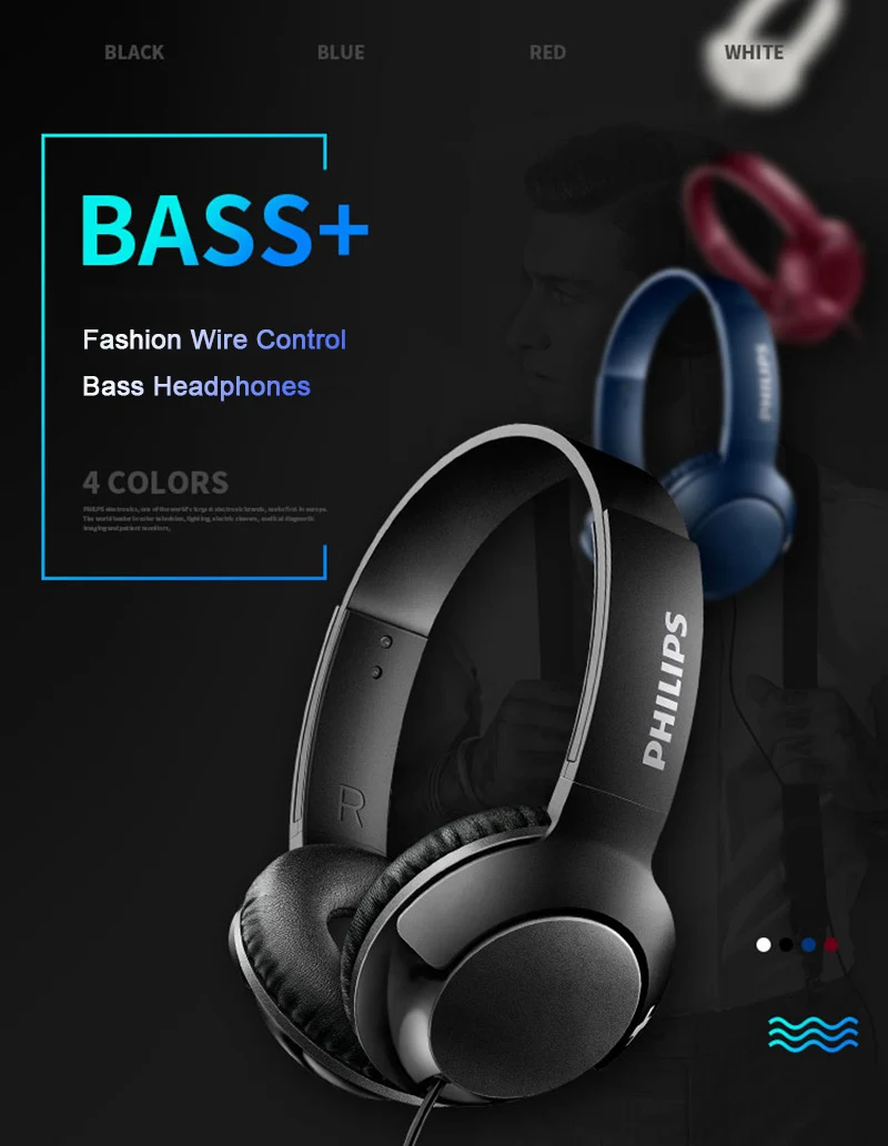 Профессиональные басовые наушники Philips SHL3075 с проводным управлением, ремень шума, стиль для Samsung Galaxy S8/S9/S9 Plus
