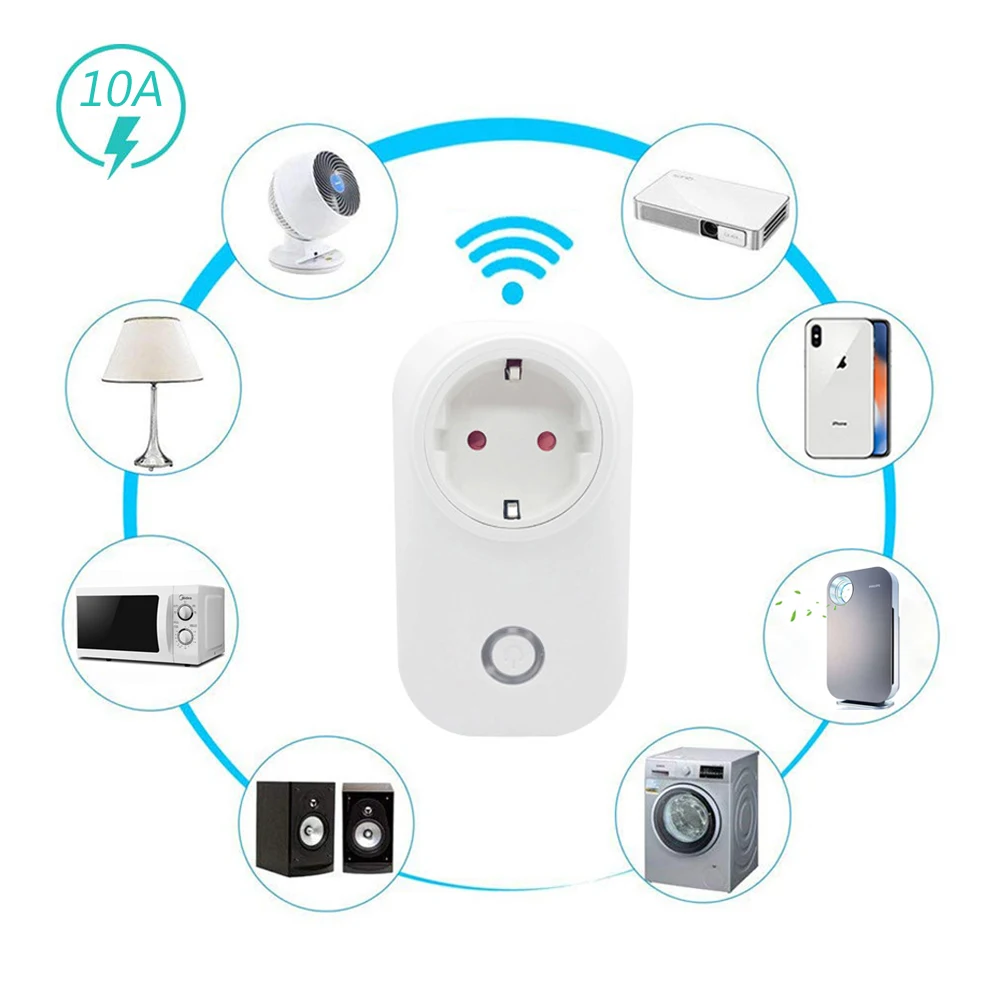 Умная розетка Tuya с Wi Fi 10 А таймер дистанционное Голосовое управление