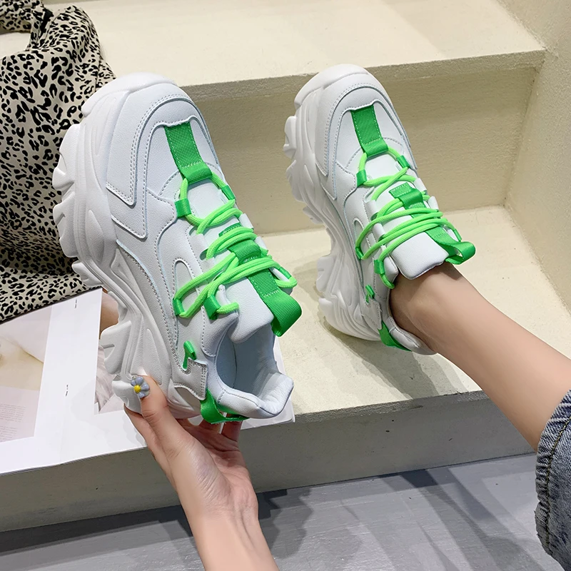 

2021 New Platform Shoes Women Casual Vulcanized Shoes Ladies Fashion Thick Bottom Trainers Basket Woman Chunky Walking Sneakers