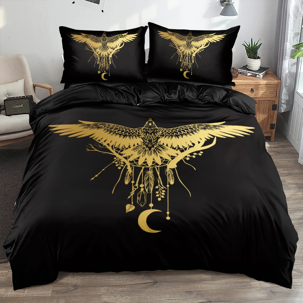 

High Quality Classic Gold Eagle Duvet Cover Pillow Shams Twin Full/Double Queen King Sizes Bedroom Bedding Sets Home Textiles
