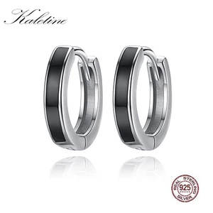 Серьги-кольца женские, черные, круглые, из серебра 925 пробы, 2019 пробы