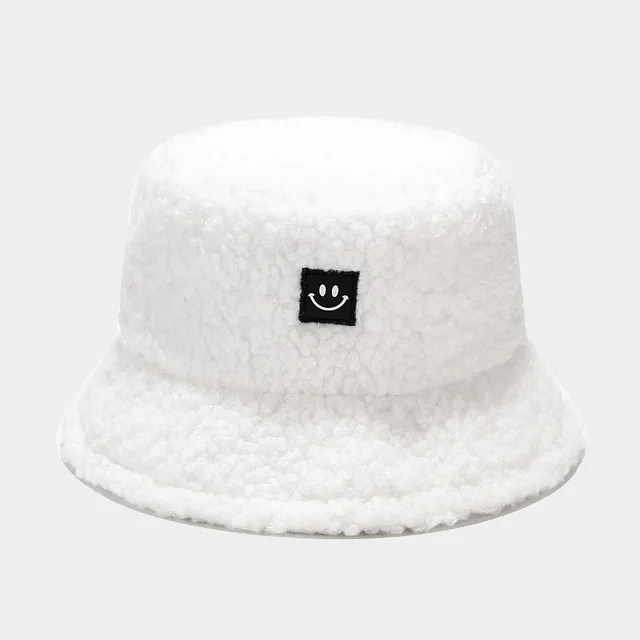 

Autumn and winter new teddy velvet smiling face basin hat Japanese literature and art RETRO warm winter fisherman's hat