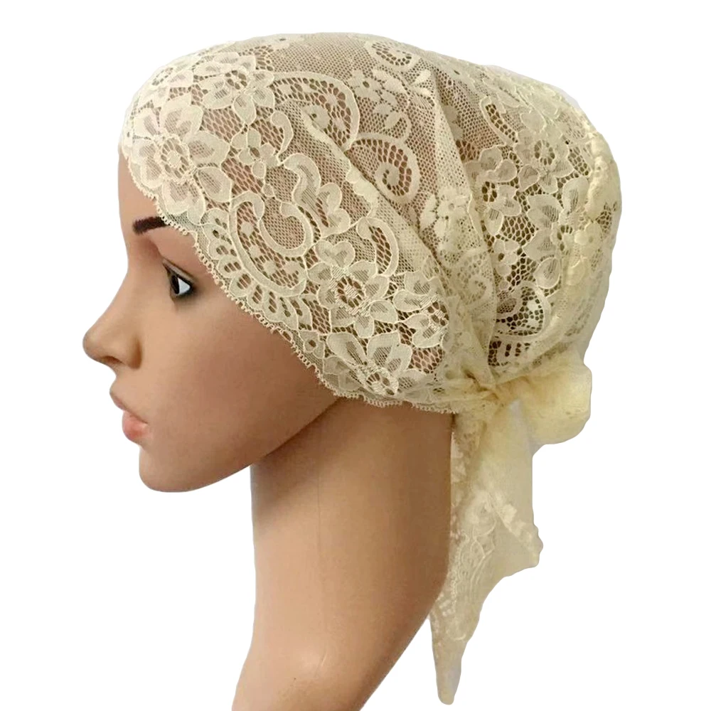 02 Yellow Flower Women Muslim Inner Cap Lace Head Wrap Cover Scarf Islamic Headwear Bonnet Hat Skullies Beanies Hair Loss Fashion - Цвет: 02 Yellow
