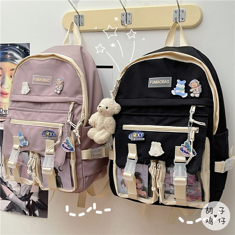

YJ470 Large capacity high school student backpack female Korean Harajuku ulzzang school bag junior high school student backpack