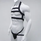 Стринги бандаж набор сексуальный нейлон нагрудный ремень для тела для мужчин Эластичный плечевой ремень для сценический костюм Clubwear бондаж одежда