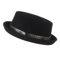 new fashion men fedoras hats 100 wool mens hat texture belt pork pie hat classic church cap autumn dropshipping