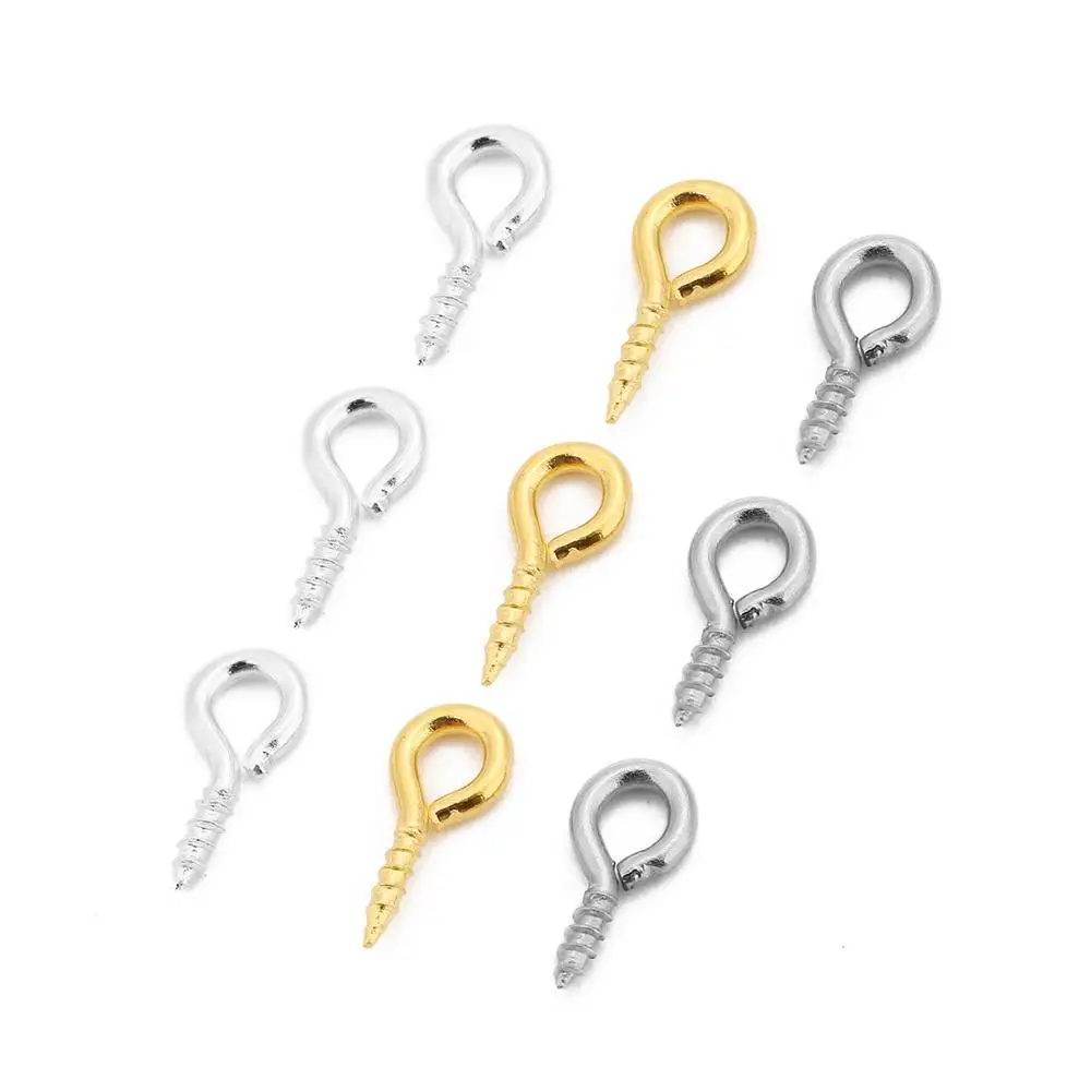 200 шт. маленькие Мини шпильки для глаз крючки люверсы с резьбой золотые