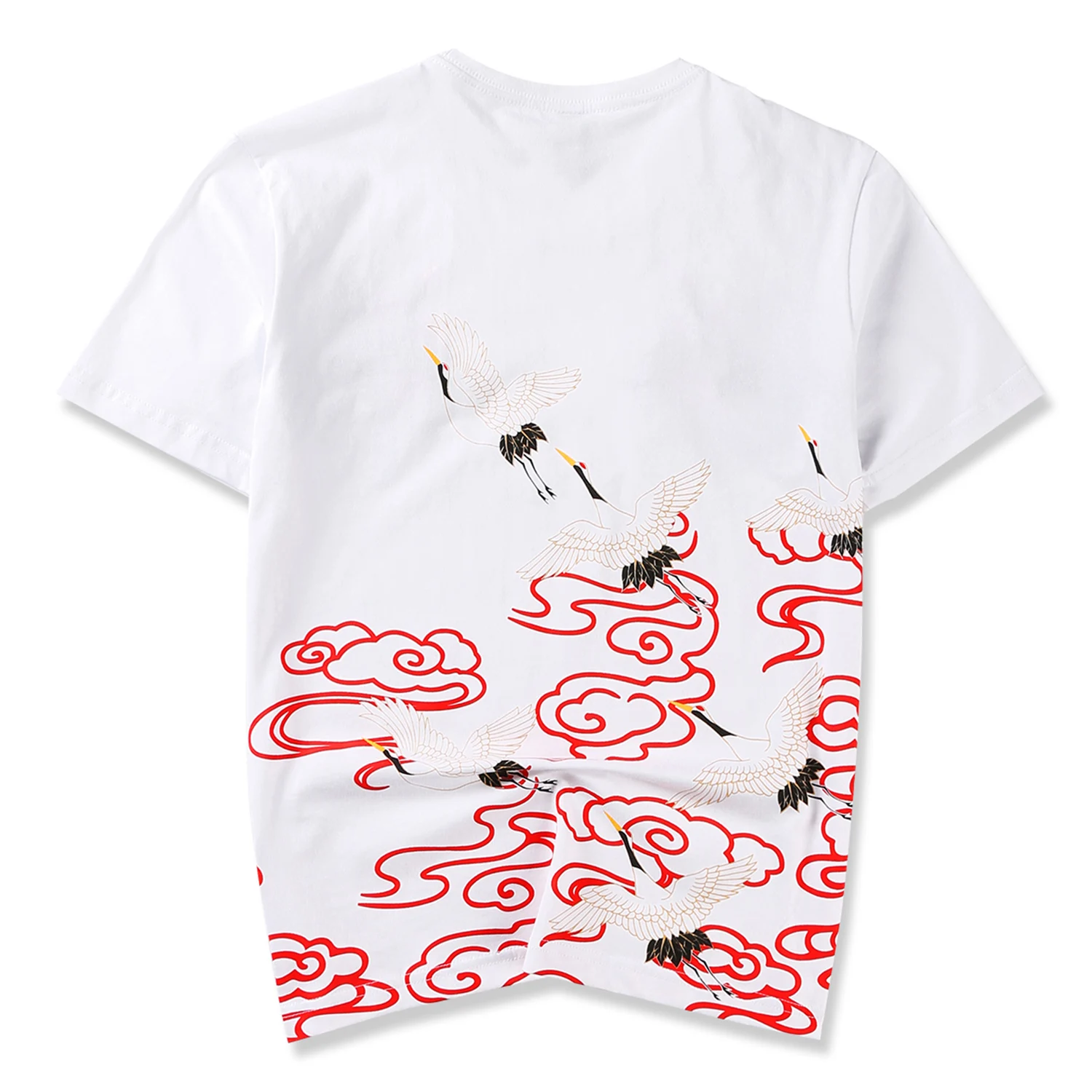 Футболка мужская оверсайз с принтом журавлей Tengyun модная тенниска в стиле