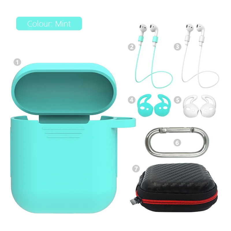 Мягкий силиконовый чехол 7 шт. Набор для Apple гарнитура для Airpods чехол s для Apple Airpods противоударный чехол для Air Pods защитный чехол