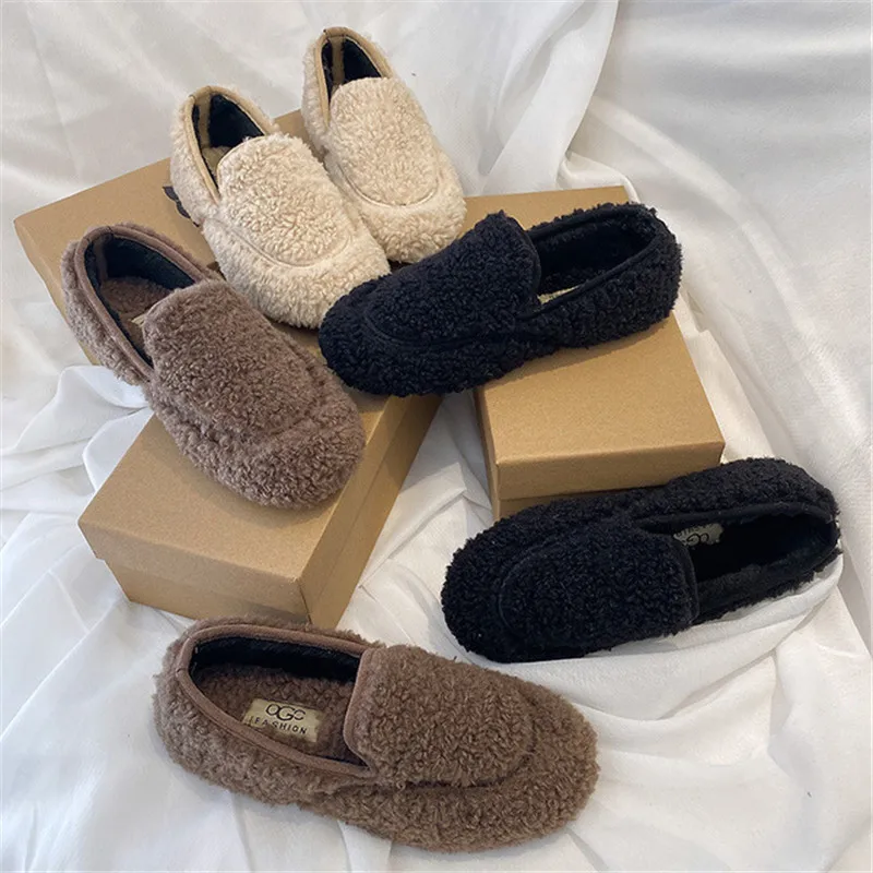 

Women's Shoes For Winter New 2020Fur Fashionable Bowknot All-match Plus Velvet Peas Trendy And Comfortable Light Round Head Flat