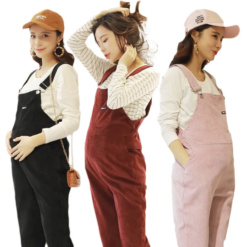 Брюки для беременных новинка комбинезон вельветовые повседневные штаны на весну