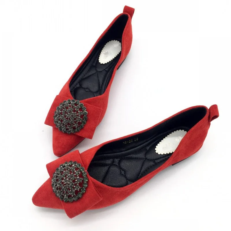 Балетки женские с заостренным носком на плоской подошве без застежки|Обувь