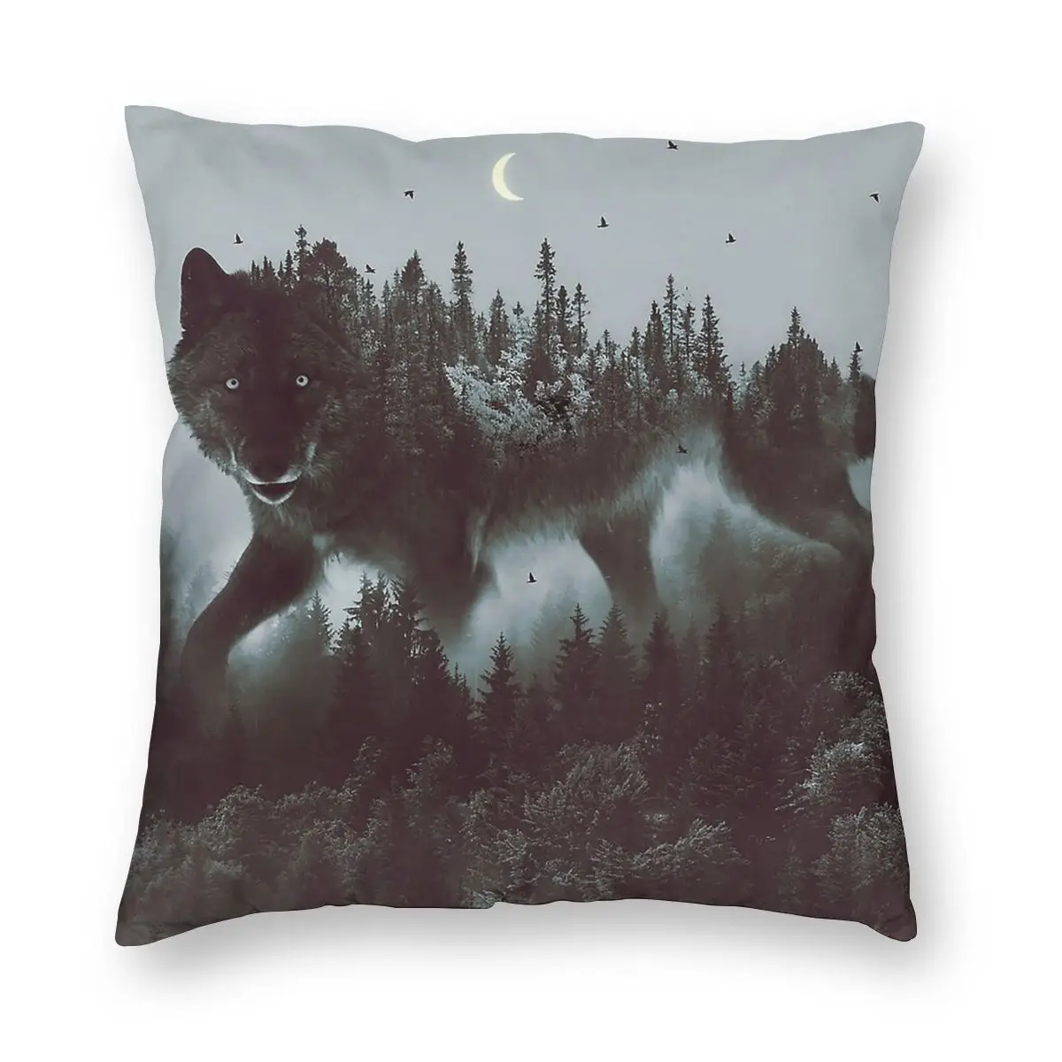 

Наволочка с изображением гор с волчьими деревьями, домашний декор, диванная подушка с природным ландшафтом для гостиной, из полиэстера, дву...