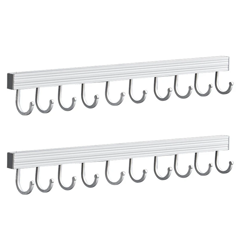 

2Pcs Kitchen Wall Shelf with Hook Spice Rack Rail Bar Wall Mounted Storage Hanger Kitchen Organizer Shelf Bathroom