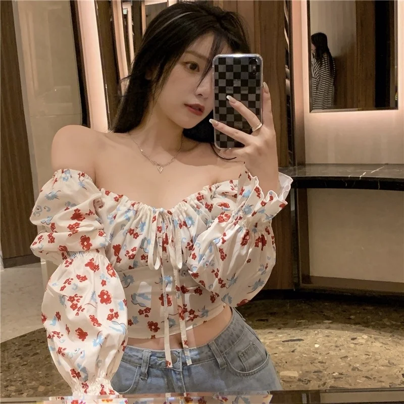 Стильная Цветочная рубашка с воротником и длинными рукавами женский дизайн Sense