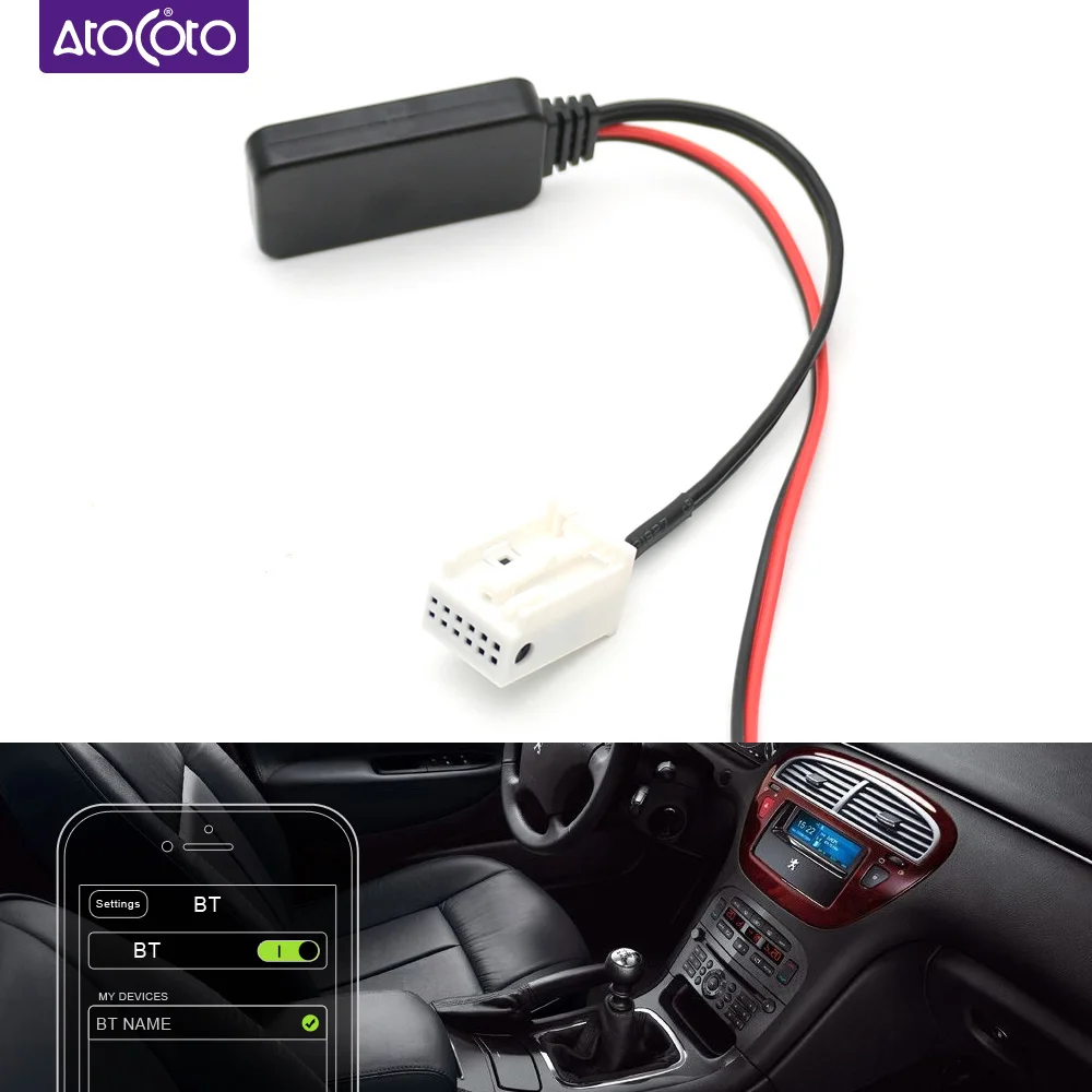 Автомобильный Bluetooth-совместимый 5 0 12-контактный разъем Aux-кабель адаптер для Peugeot