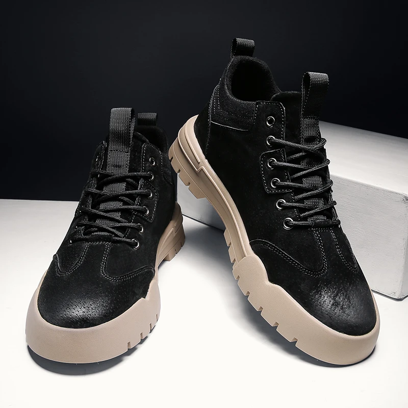 

Black Casual Shoes Casual Boots Men Fashion Shoes Leather Safety Zapatos Casuales Para Hombre Man Leisure Men's Running