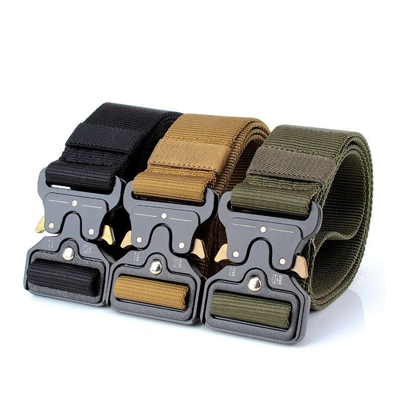 

Nylon Tactical Belt Men Military Army Belts Metal Buckle Adjustable Outdoor Waist Sports Survival Training Hunting Combat Belt
