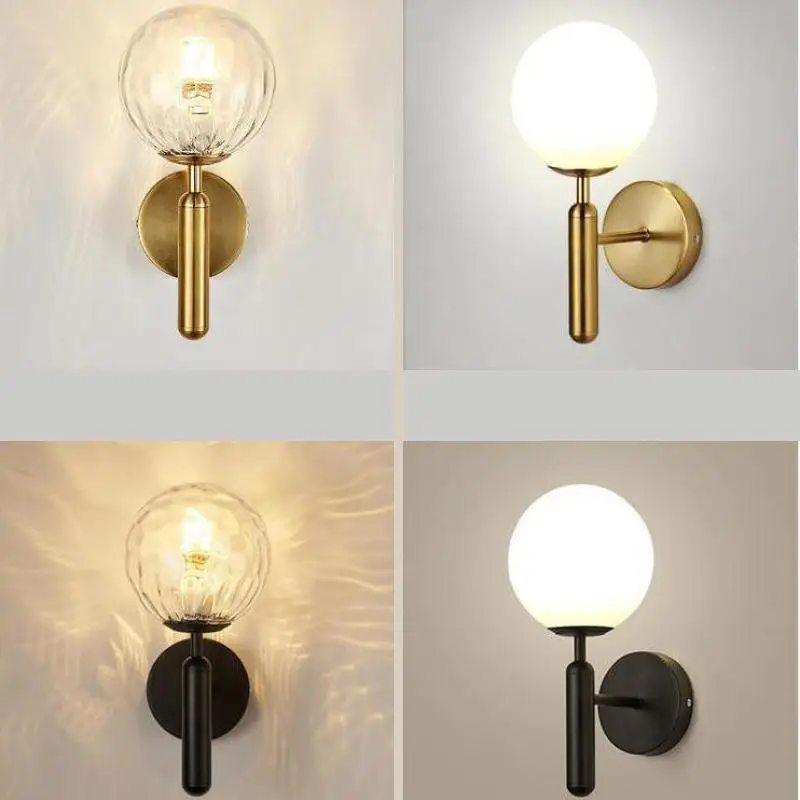 Скандинавская стеклянная купольная настенная лампа современное прикроватное