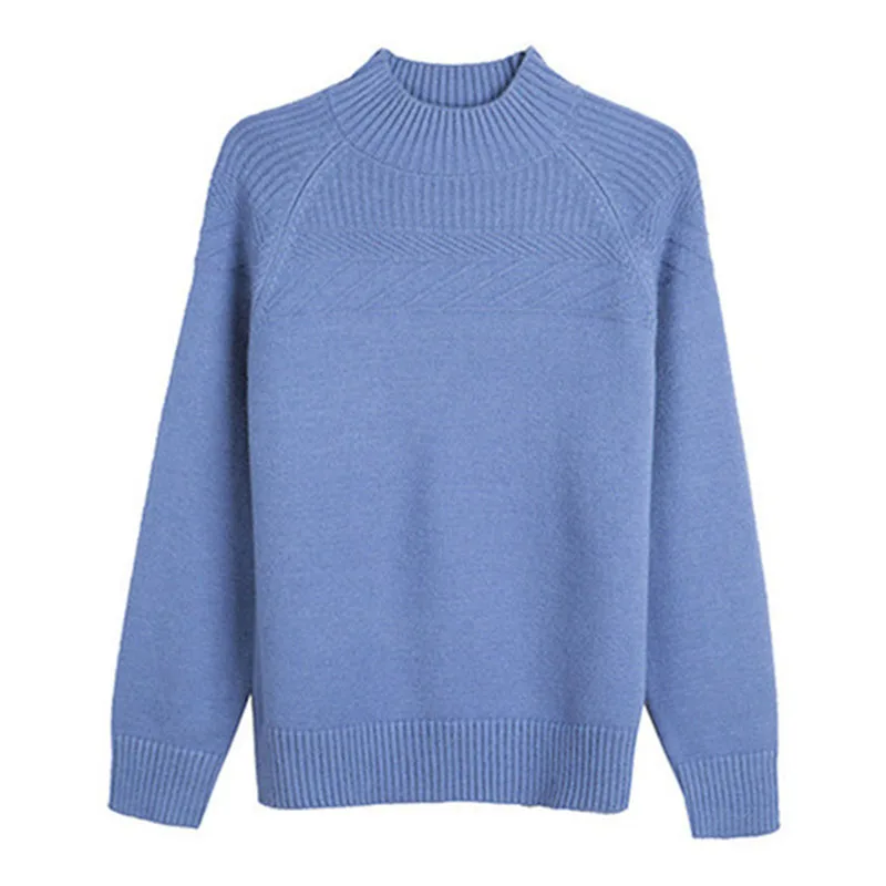 Осень Зима Вязанный свитер женский длинный рукав водолазка вязаный Повседневный