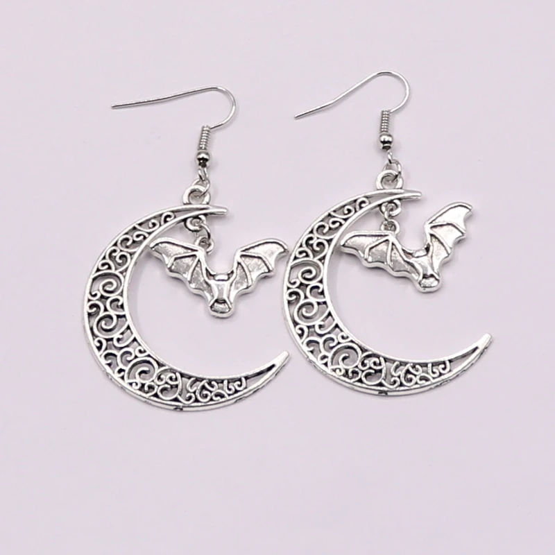 Летающие серьги в виде летучей мыши и полумесяца форме готические вампира на